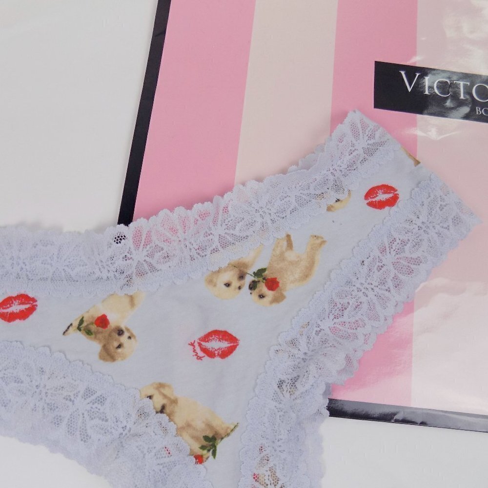 nwt victoria's secret lace cheekster tanga cheeky boy short puppies lips roses